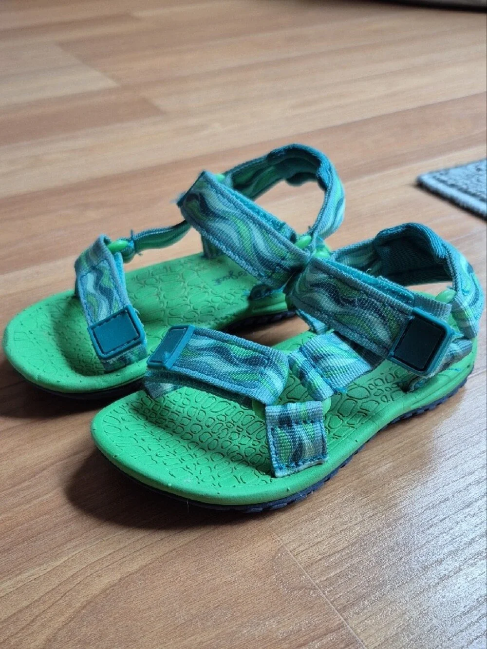 Kids Grey and Blue Closed-Toe Sandals and Green Open-Toe Sandals - 2-Pair Set